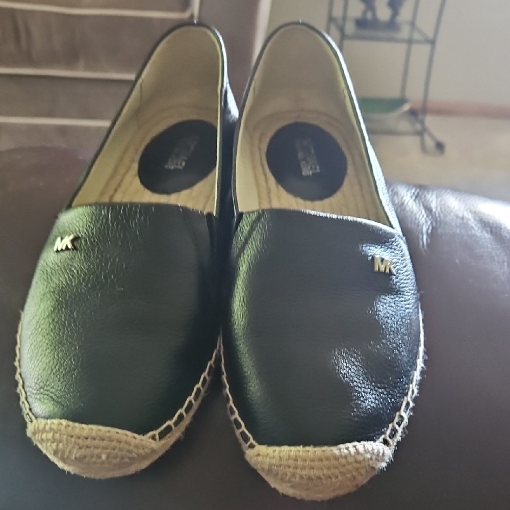 Michael Kors Black Leather Espadrilles